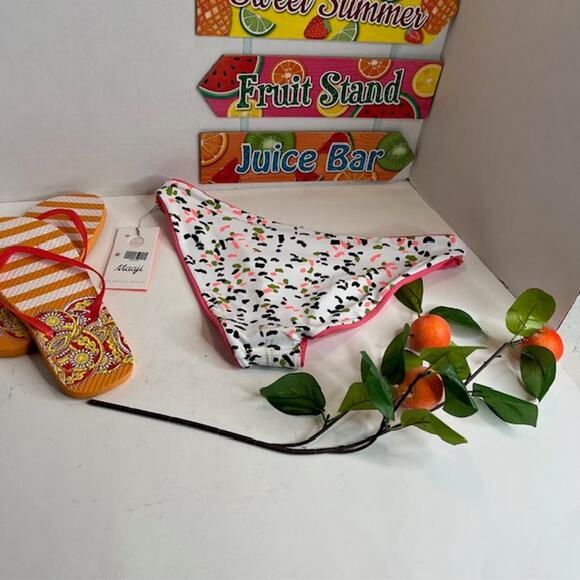 Maaji Fandango Pink Sublimity Reversible Bikini Bottoms Large - Picture 4 of 9